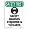 Signmission OSHA Sign, Glasses Required W/ Symbol, 18in X 12in Aluminum, 12" W, 18" H, Portrait OS-SF-A-1218-V-11327 - alternate 1